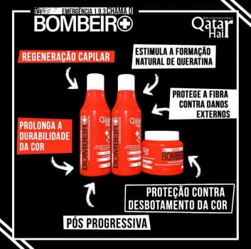 Kit Manutenção - Bombeiro - Qatar Hair 2x 300ml 1x 250g