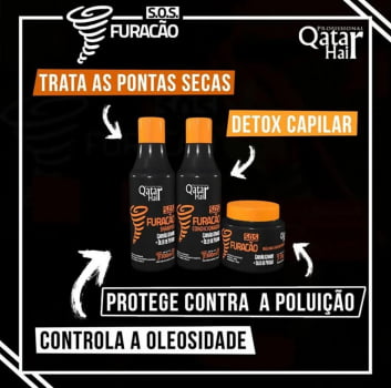 Kit Manutenção - S.O.S. Furacão - Qatar Hair 2x 300ml 1x 250g