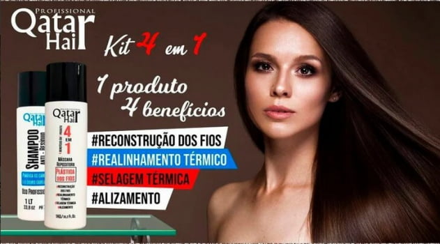 Kit Escova Progressiva Plástica dos Fios 4 em 1 - 2 Itens - Qatar